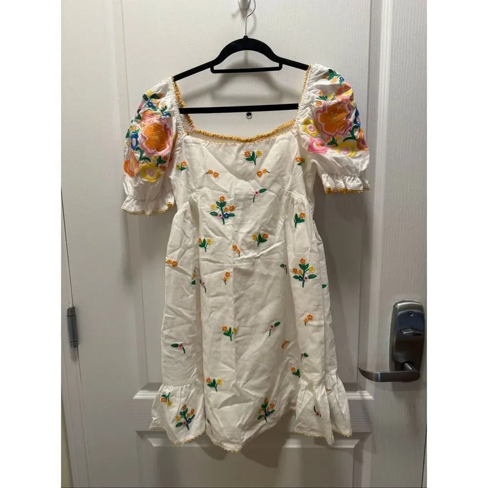 Jacquie the Label Julianna Embroidered Mini Dress Brunch Summer size S NWT - Picture 6 of 8